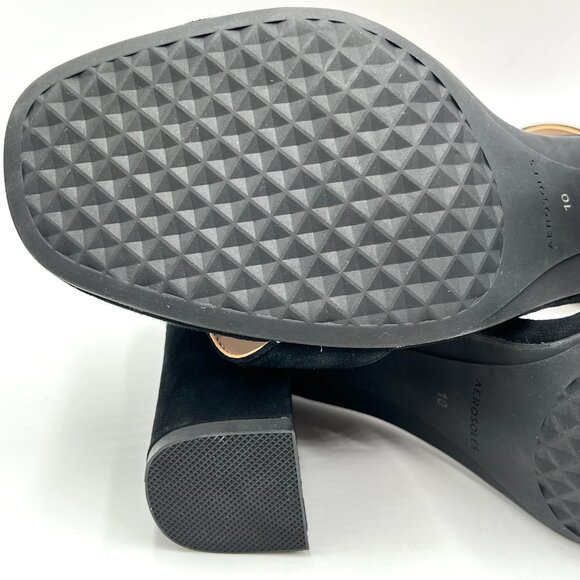 Aerosoles Womens Size 10 Landon Black Suede Leather Block Heels Sandals Shoes - Picture 10 of 13